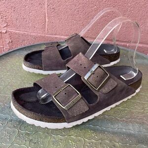 Birkenstock Arizona Brown Suede Soft Footbed Sandals Size 38